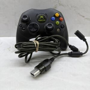 Original Microsoft Xbox S-Type OEM Black Wired Controller With Breakaway Cable